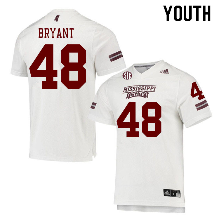 Youth #48 Caleb Bryant Mississippi State Bulldogs College Football Jerseys Stitched Sale-White